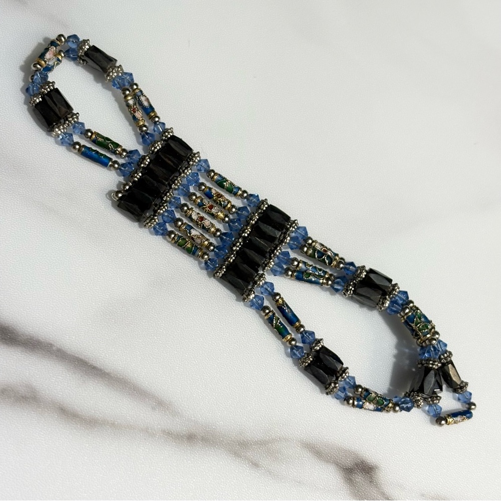 Magnetic Wrap Multicolor Cloisonne Black Hematite Beaded Necklace Bracelet